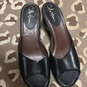 Cole Haan Black Leather Mules Elegant Slip-On Design